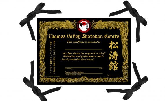 TVSK Dan grade certificate